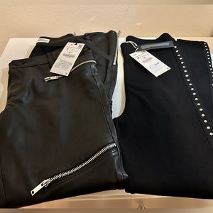 TWO PACK Zara items: Zara grommet leggings and Zara faux leather moto leggings